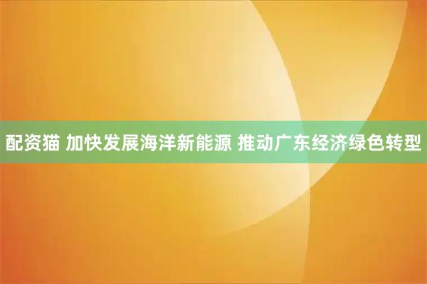 配资猫 加快发展海洋新能源 推动广东经济绿色转型