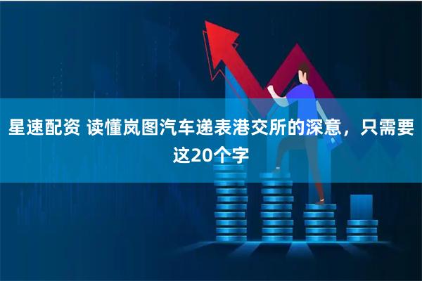 星速配资 读懂岚图汽车递表港交所的深意，只需要这20个字