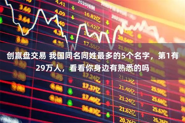 创赢盘交易 我国同名同姓最多的5个名字,第1有29万人,看看你身边有熟悉的吗
