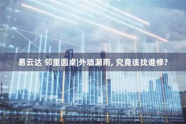 易云达 邻里圆桌|外墙漏雨, 究竟该找谁修?